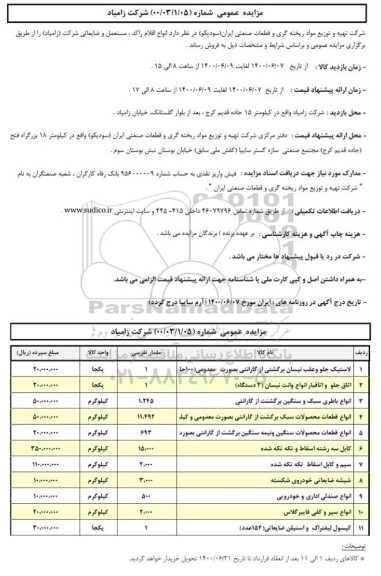 مزایده، مزایده اقلام ضایعاتی