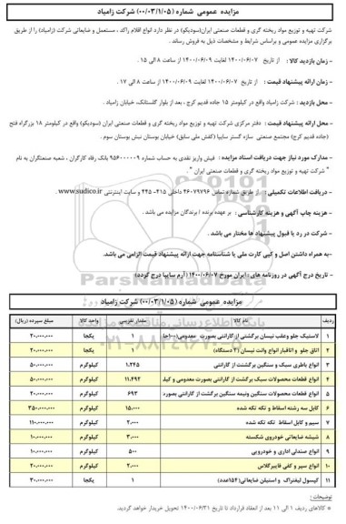 مزایده، مزایده اقلام ضایعاتی 