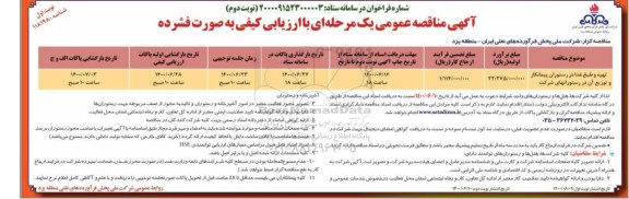 مناقصه تهیه و طبخ غذا در رستوران پیمانکار و توزیع آن در رستورانهای شرکت - نوبت دوم 