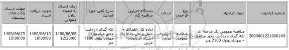 مناقصه عمومی یک مرحله ای لکه گیری و روکش محور میاندوآب – مهاباد بطول 7100 متر