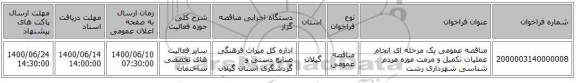 مناقصه عمومی یک مرحله ای انجام عملیات تکمیل و مرمت موزه مردم شناسی شهرداری رشت 
