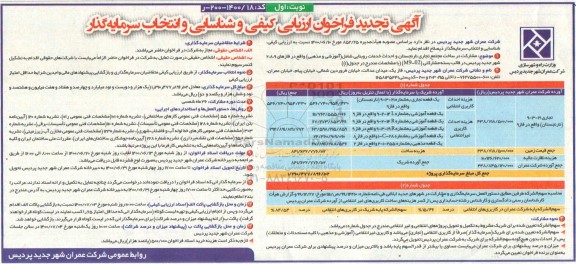 فراخوان ارزیابی کیفی و شناسایی و انتخاب سرمایه گذار - تجدید