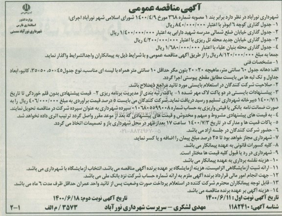 مناقصه جدولگذاری ...