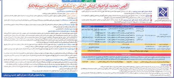 تجدید فراخوان ارزیابی کیفی و شناسایی و انتخاب سرمایه گذار 