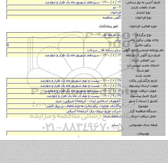 واگذاری عملیات برقرسانی به روستاهای بی برق کلیبر