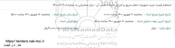استعلام قیمت خرید تجهیزات اعلام حریق...