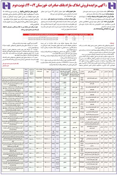 آگهی مزایده،مزایده فروش املاک مازاد کاربری مسکونی و تجاری اداری نوبت دوم 