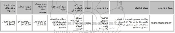 مناقصه عمومی همزمان با ارزیابی (فشرده) یک مرحله ای احداث ساختمان اتش نشانی در ناحیه صنعتی سمقاور