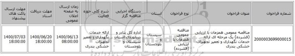 مناقصه عمومی همزمان با ارزیابی (فشرده) یک مرحله ای ارائه خدمات نگهداری و تعمیر تجهیزات خشکی بندری