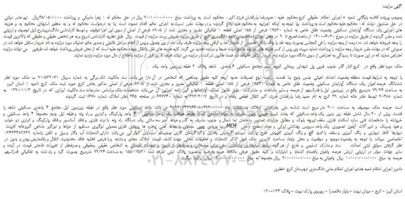 مزایده،مزایده فروش  یک  دستگاه  آپارتمان  مسکونی  وضعیت  طلق  خاص  به  شماره  17530  فرعی  از  155  اصلی 