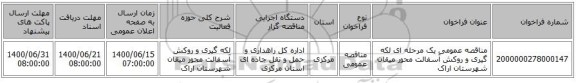 مناقصه عمومی یک مرحله ای لکه گیری  و روکش آسفالت محور میقان شهرستان اراک