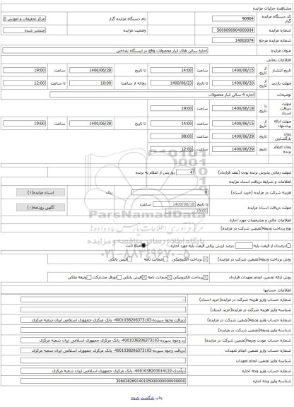 اجاره سالن های انبار محصولات واقع در ایستگاه بلداجی