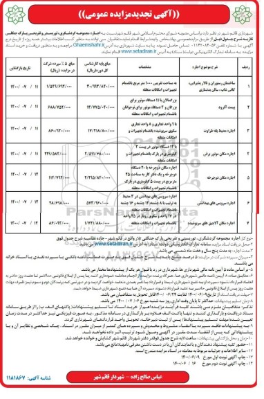 تجدید مزایده، تجدید مزایده اجاره مجموعه گردشگری، توریستی و تفریحی پارک جنگلی - نوبت دوم