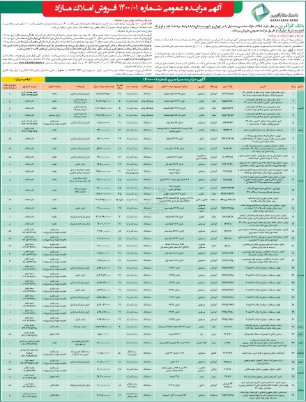 آگهی مزایده مزایده فروش املاک مازاد کاربری مسکونی و تجاری