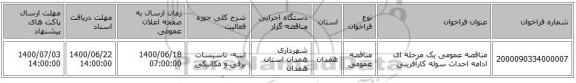 مناقصه عمومی یک مرحله ای ادامه احداث سوله کارآفرینی