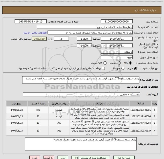 استعلام ردیف سوم سلفون8*10جهت قرص تک عددی می باشد جهت مصرف داروخانه-پرداخت سه ماهه می باشد