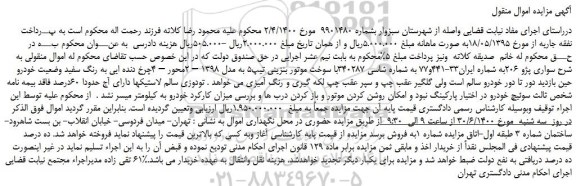 مزایده،مزایده فروش خودرو سواری پژو 206