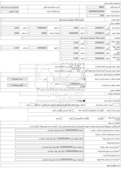 مزایده املاک شهرداری نیر نوبت اول