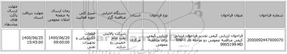 فراخوان ارزیابی کیفی تجدید فراخوان ارزیابی کیفی مناقصه عمومی دو مرحله ای :RNP-9905199-MD