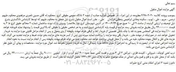 مزایده،مزایده فروش درب اهنی کوچک ، شیروانی ، کابینت فلزی 