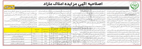 مزایده فروش املاک مازاد با کاربری اداری - زراعی باغ 