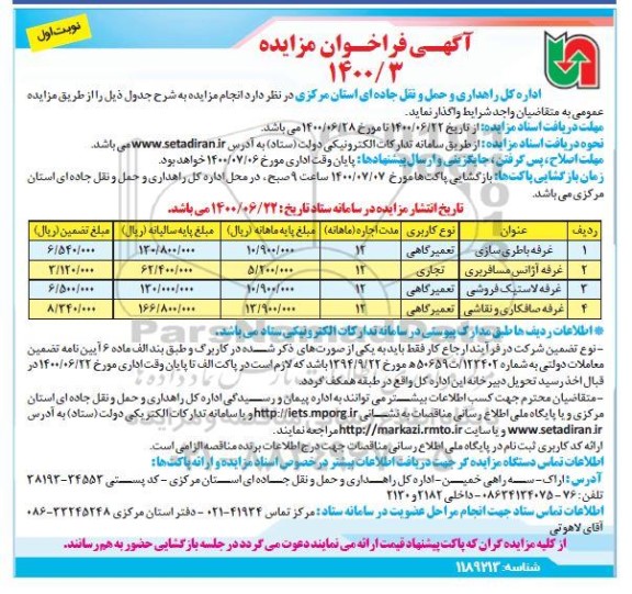 فراخوان مزایده غرفه باطری سازی ....