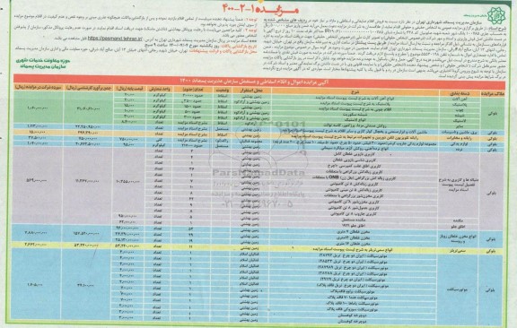 مزایده،مزایده فروش اقلام ضایعاتی و اسقاطی و مازاد