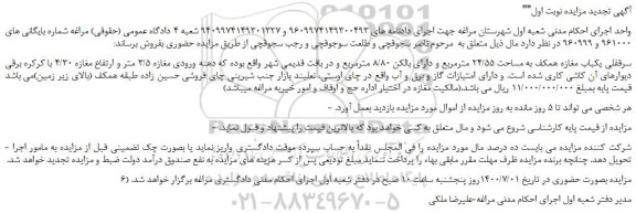 مزایده،مزایده فروش سرقفلی یکباب مغازه همکف به مساحت 24/55 مترمربع 