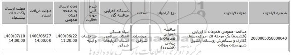 مناقصه عمومی همزمان با ارزیابی (فشرده) یک مرحله ای اجرای جدول گذاری و سنگفرش روستای یاشیل شهرستان ورزقان