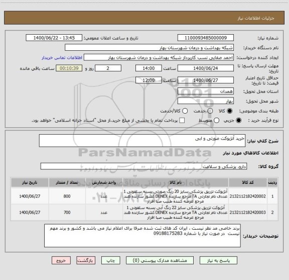 استعلام خرید آنژیوکت صورتی و ابی 