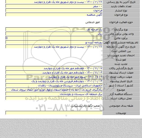 بکارگیری حریم بان ( خط بان ) خطوط انتنقال و فوق توزیع امور انتقال نیروی شمال
