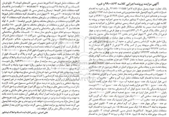 مزایده مزایده شش دانگ پلاک فرعی 204 و 594 و ....