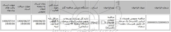 مناقصه عمومی همزمان با ارزیابی (فشرده) یک مرحله ای تکمیل هنرستان دهخدا سمنان 