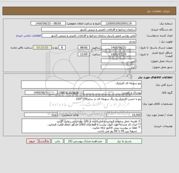 استعلام پتو سورمه ای اکریلیک