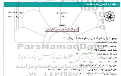 استعلام بکارگیری خاور کمپرسی