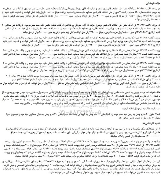 مزایده،مزایده فروش ششدانگ ملک