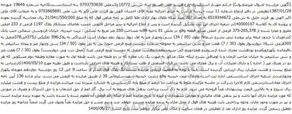 آگهی مزایده یک باب مغازه