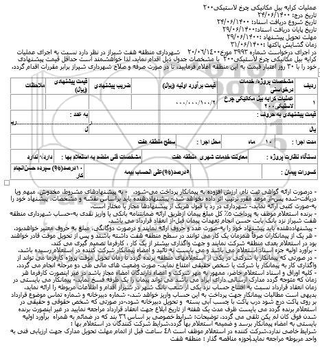 استعلام عملیات کرایه بیل مکانیکی چرخ لاستیکی