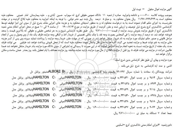 مزایده، مزایده فروش متنیتور  پرتابل  دل  ALBORZ  B9  ...