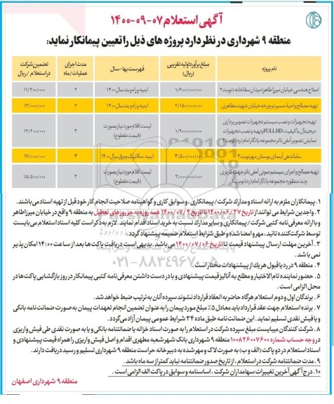 استعلام اصلاح هندسی خیابان و...