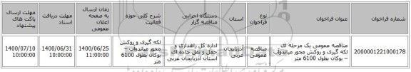مناقصه عمومی یک مرحله ای لکه گیری و روکش محور میاندوآب – بوکان بطول 6100 متر