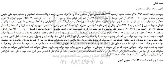مزایده،مزایده فروش ملک 