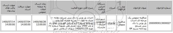 مناقصه عمومی یک مرحله ای احداث پل وزنی با دال بتنی مسلح رودخانه نسیم 64