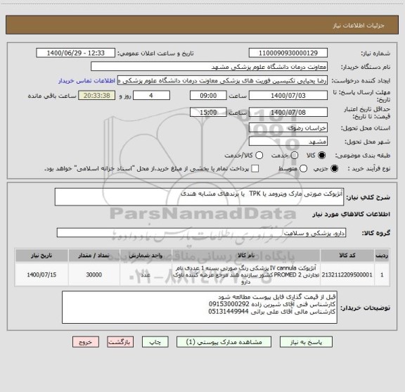 استعلام آنژیوکت صورتی مارک ویترومد یا TPK  یا برندهای مشابه هندی