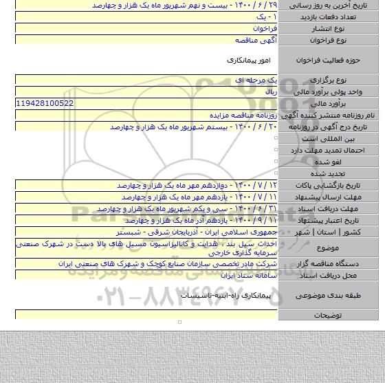 احداث سیل بند ٬ هدایت و کانالیزاسیون مسیل های بالا دست در شهرک صنعتی سرمایه گذاری خارجی