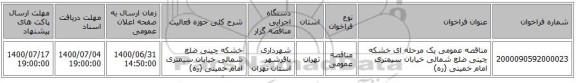 مناقصه عمومی یک مرحله ای خشکه چینی ضلع شمالی خیابان سیمتری امام خمینی (ره) 