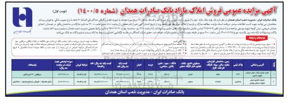 مزایده فروش املاک مازاد کاربری تجاری و صنعتی