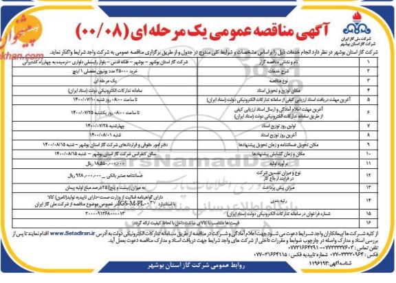 مناقصه،مناقصه خرید 35000 عدد یونیون مفصلی 1 اینچ
