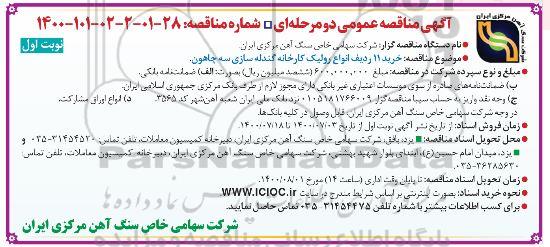 مناقصه خرید 11 ردیف انواع رولیک