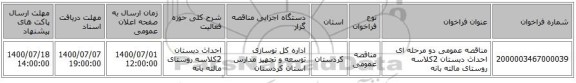 مناقصه عمومی دو مرحله ای احداث دبستان 2کلاسه روستای مالته بانه
